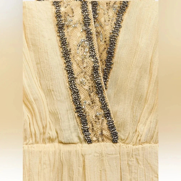 ZARA EMBROIDERED BEADED PASTEL YELLOW DRESS ZW COLLECTION - Picture 8 of 12